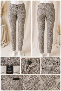 White House Black Market Sz 6 Skinny Jeans Snakeskin  Print Rocker Y2K Mob Wife